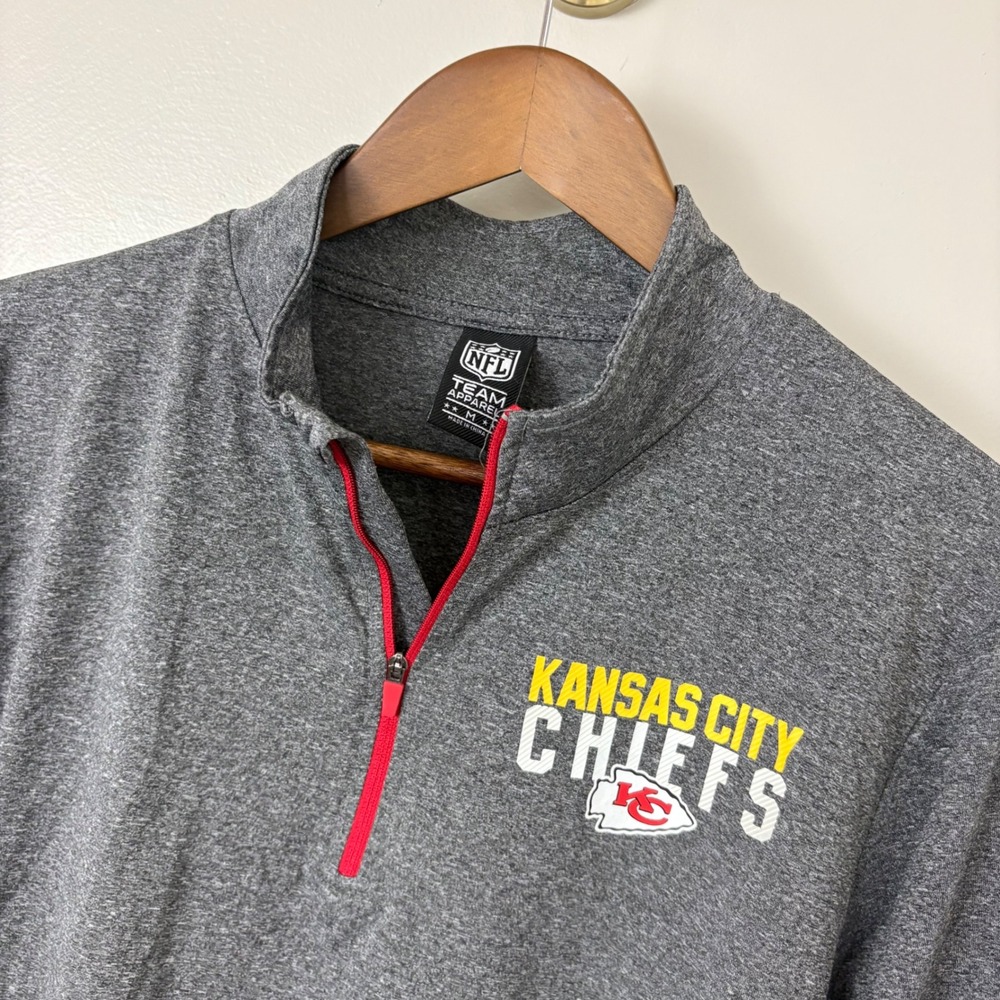 NFL Apparel Kansas City Chiefs Pullover Mens Medium Gray Quarter Zip Football